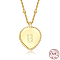 925 Sterling Silver Satellite Chains Pendant Necklaces, Heart, Golden, Letter B, 15.75 inch(40cm)