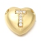 Rack Plating Brass Micro Pave Cubic Zirconia Pendants, Cadmium Free & Lead Free, Heart with Letter A~Z Charms, Real 18K Gold Plated, Letter T, 14.5x16x6mm, Hole: 3mm