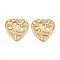 304 Stainless Steel Hollow Flower Heart Pendants, Ion Plating(IP), Real 18K Gold Plated, 36.5x36.5x3mm, Hole: 1.8mm