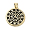 Brass Enamel Micro Pave Cubic Zirconia Pendants, Cadmium Free & Nickel Free & Lead Free, Real 18K Gold Plated, Round, Black, 23x20x2mm, Hole: 5.5x3.8mm