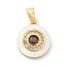 Brass Micro Pave Cubic Zirconia Pendents, Cadmium Free & Nickel Free & Lead Free, with Shell and Glass Charms, Real 18K Gold Plated, 14x12x2.5mm, Hole: 5x2.5mm