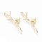 Brass Links connectors, Branch with Bird, Nickel Free, Real 18K Gold Plated, 34x13x1.5mm, Hole: 1mm