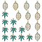 40Pcs 4 Style Zinc Alloy Pendants, Cadmium Free & Lead Free, Leaf Shape, Antique Bronze & Green Patina, 38~49x27~32x2mm, Hole: 3~3.5mm, 20pcs/style