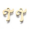 201 Stainless Steel Charms, Laser Cut, Alphabet, Golden, Letter.T, 12x9.5x1mm, Hole: 1.4mm