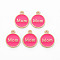 Mother's Day Alloy Enamel Charms, Cadmium Free & Lead Free, Light Gold, Flat Round with Mom, Indigo, 14.5x12x2mm, Hole: 1.4mm