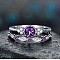 Alloy Micro Pave Cubic Zirconia Finger Rings for Women, Stackable Rings, Platinum, Dark Violet, US Size 7(17.3mm)