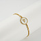 Flat Round with Letter Pattern 304 Stainless Steel Link Bracelets, Figaro Chains Bracelets for Women, with Shell, Gold, Letter P, 7-1/2 inch(19cm)