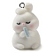 Flocking Resin Cute Pendants, Animal Charms with Platinum Plated Iron Loops and Musical Instruments, Rabbit, 36.5x24x26.5mm, Hole: 2.8mm