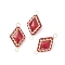 Transparent Acrylic Golden Metal Enlaced Connector Charms, Rhombus Links, with Real 18K Gold Plated Brass Double Loops, FireBrick, 25~27x14~14.5x9~9.5mm, Hole: 2.8mm