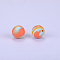 Printed Round Silicone Focal Beads, Orange, 15x15mm, Hole:2mm