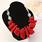 Resin Irregular Beaded Bib Necklaces, Alloy Jewelry for Women, Platinum, Red, 17.72 inch(45cm)