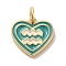 Real 18K Gold Plated Brass Enamel Pendants, with Jump Ring, Cadmium Free & Nickel Free & Lead Free, Heart with Constellation Charms, Aquarius, 12x13x1.5mm, Hole: 3.4mm