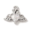 Brass Micro Pave Cubic Zirconia Pendants, Cadmium Free & Nickel Free & Lead Free, Wing with Heart Charm, Platinum, 12x10x3.5mm, Hole: 1.2mm