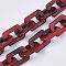 Handmade Acrylic Cross Chains, Imitation Gemstone Style, Two Tone Color, FireBrick, 30.5x20.5x3.5mm, about 39.37 inch(1m)/strand