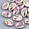 Printed Natural Cowrie Shell Beads, No Hole/Undrilled, with Word & Flower Pattern, Mixed Color, 18~22x13~14x6~8mm