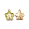 Alloy Enamel Pandants, Lead Free & Cadmium Free, Light Gold, Flower Charm, Green, 16x13.5x3mm, Hole: 1.4mm