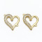 Brass Micro Pave Clear Cubic Zirconia Links Connectors, Nickel Free, Heart, Real 16K Gold Plated, 23x22x2.5mm, Hole: 1.5mm