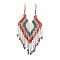 Boho 304 Stainless Steel with Glass Dangle Stud Earring, Heart, WhiteSmoke, 84x26mm