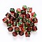 Transparent Spray Painted Crackle Acrylic Beads, Two Tone, Polygon, Red, 7.5x8x8mm, Hole: 1.8mm, 100pcs/bag