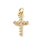 Brass Micro Pave Cubic Zirconia Charms, with Jump Ring, Cadmium Free & Lead Free, Rhombus Cross Charms, Golden, 14.5x9x1.5mm, Hole: 2.8mm