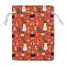 Christmas Theme Cloth Printed Storage Bags, Drawstring Bags, Rectangle, Red, 18x13x0.4cm