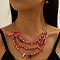 Retro Alloy Resin Dangle Earrings & Multi-Layered Necklaces Sets, Bohemian Style, Indian Red, Earrings: 28x10mm