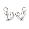 Brass Charms, Real Platinum Plated, Letter V, 12x9x3.5mm, hole: 2.5mm