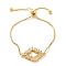 Cubic Zirconia Link Slider Bracelets, with Light Gold Brass Box Chains, Rhombus, Inner Diameter: 3-1/8 inch(8cm)