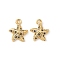 Brass Micro Pave Cubic Zirconia Charms, Nickel Free, Real 18K Gold Plated, Starfish, 12.5x10x3.5mm, Hole: 1.2mm