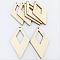 Wood Pendants, Rhombus, BurlyWood, 60x30.5x3mm, Hole: 3mm