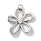 Brass Micro Pave Clear Cubic Zirconia Pendants, Cadmium Free & Nickel Free & Lead Free, Flower, Platinum, 17x14x2.8mm, Hole: 1.5mm