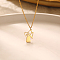 Stainless Steel Mother Child Silhouette Mama Pendant Necklaces for Women, Real 18K Gold Plated, 17.72 inch(45cm)