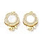 Rack Plating Brass Micro Pave Clear Cubic Zirconia Box Clasps, with Natural Shell, 1-Strand, 2-Hole, Long-Lasting Plated, Lead Free & Cadmium Free, Flower, Real 18K Gold Plated, 17x13x3.5mm, Hole: 1.2mm