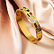 304 Stainless Steel Enamel Bangles, Hinged Bangles for Women, Rectangle, Real 18K Gold Plated, Real 18K Gold Plated, Colorful, Inner Diameter: 2-3/8 inch(6cm)