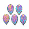 Rainbow Color Alloy Pendants, Cadmium Free & Lead Free, Leaf, 18x11x1mm, Hole: 1.4mm