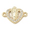 Rack Plating Brass Micro Pave Clear Cubic Zirconia Religion Heart Virgin Mary Connector Charms, Long-Lasting Plated, Lead Free & Cadmium Free, Real 18K Gold Plated, 10.5x16x2.2mm, Hole: 1.6mm