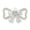 Brass Rhinestone Pendants, Cadmium Free & Lead Free, Bowknot Charms, Silver, 22x35x6mm, Hole: 3mm