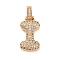 Brass Micro Pave Cubic Zirconia Pendants, Nickel Free, Real 18K Gold Plated, Clear, Letter I, 18.5~24x12.5~25.5x5~5.5mm, Hole: 5x3mm