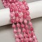 Natural Malaysia Jade Beads Strands, Rice-shaped, Dyed, Faceted, with Seed Beads, Flamingo, 9~10x8~8.5mm, Hole: 1.2mm, about 31~32pcs/strand, 14.57''(37cm)~14.96''(38cm)