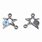 304 Stainless Steel Enamel Connector Charms, Stainless Steel Color, Star with Evil Eye, White, 16x13.5x3mm, Hole: 1.6mm