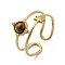 304 Stainless Steel with Natural Tiger Eye Ring, US Size 6(16.5mm)
