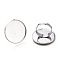 Non-Tarnish Adjustable 304 Stainless Steel Finger Rings Components, Pad Ring Base Findings, Flat Round, Stainless Steel Color, Tray: 25mm, 17.5mm