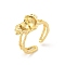 Brass Open Cuff Ring Settings, for Half-drilled Beads, Golden, 3~11mm, Adjustable