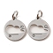 Non-Tarnish 304 Stainless Steel Charms, Laser Cut, with Jump Ring, Stainless Steel Color, Hollow, Flat Round Charm, Cloud, 13.5x12x1mm, Hole: 3.6mm