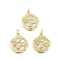 Brass Micro Pave Clear Cubic Zirconia Rhombus Pendants, Natural Shell Bee Charms, with Jump Rings, Rack Plating, Long-Lasting Plated, Lead Free and Cadmium Free, Real 18K Gold Plated, 18x15.5x3.5mm, Hole: 3.5mm