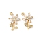 Brass Micro Pave Cubic Zirconia Pendants, Flower Charms, Nickel Free, Real 18K Gold Plated, Clear, 15.5x9.5x2.5mm, Hole: 1.2mm