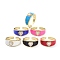Heart Clear Cubic Zirconia Wide Band Ring, Solitaire Ring for Girl Women, Real 18K Gold Plated Brass Enamel Open Cuff Ring, Mixed Color, US Size 7 1/4(17.5mm)