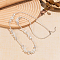Bohemian Vacation Style Glass Teardrop Cube Round Beaded Long Women's Vintage Fashion Necklaces, Platinum, Clear, 35.04 inch(89cm)