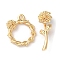 Brass Toggle Clasps, Cadmium Free & Nickel Free & Lead Free, Flower, Real 18K Gold Plated, Ring: 18x16x4mm, Bar: 7x22x7.5mm, Hole: 1.5mm