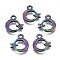 Alloy Charms, Cadmium Free & Nickel Free & Lead Free, Moon with Star, Rainbow Color, 12x11x1.5mm, Hole: 1.6mm